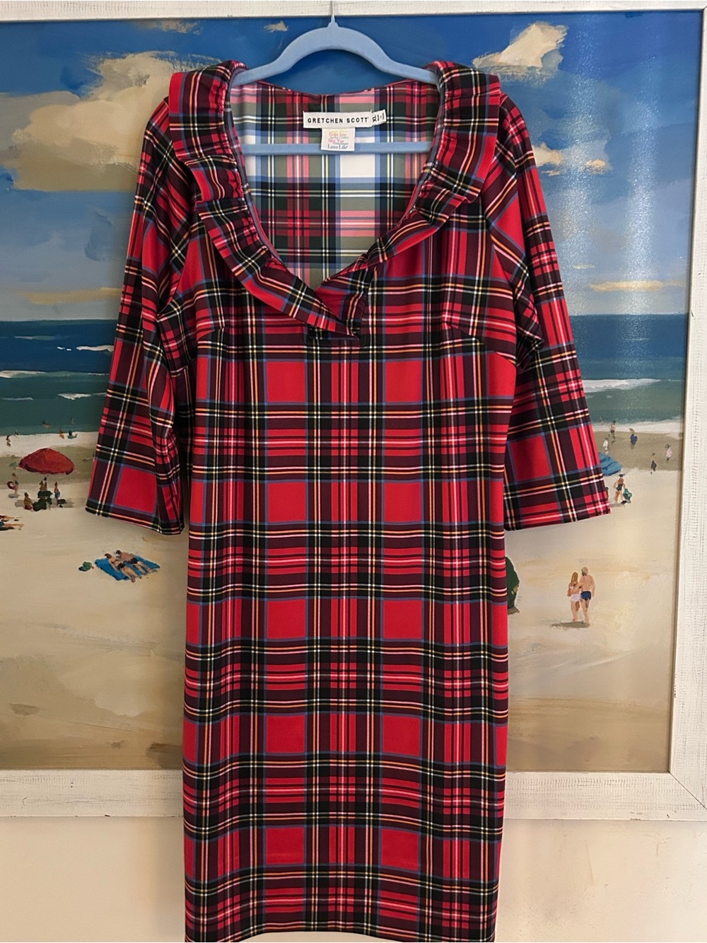 Gretchen Scott Designs vibrant. Red Plaid Dress XL - Picture 5 of 5